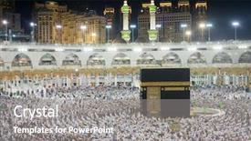  Presentation with world english arabic different languages - Audience pleasing presentation theme consisting of prophet - muslims gathered in mecca backdrop and a gray colored foreground