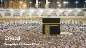  Presentation with kaaba mecca - Beautiful presentation theme featuring prophet - praying in mecca at kaaba backdrop and a violet colored foreground
