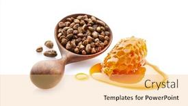  Presentation with antibiotic - Presentation theme with propolis-granule-in-wooden-spoon background and a yellow colored foreground