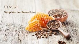  Presentation with honeycomb - Colorful PPT theme enhanced with propolis-granules-with-honeycomb backdrop and a lemonade colored foreground