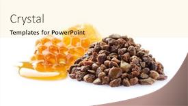  Presentation with honeycomb - Presentation theme consisting of propolis-granules-with-honeycomb background and a blonde colored foreground