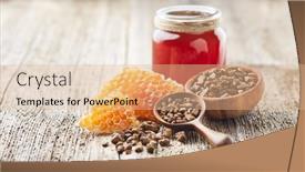  Presentation with honeycomb - Beautiful slide deck featuring propolis-tincture-with-honeycomb backdrop and a coral colored foreground