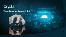  Presentation with 5g wireless technology - Colorful presentation design enhanced with proportion - hand using wireless mouse backdrop and a  colored foreground