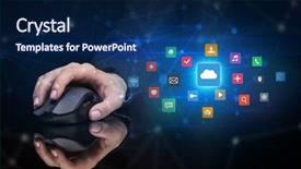  Presentation with cloud technology - Audience pleasing presentation design consisting of proportion - hand using wireless mouse backdrop and a navy blue colored foreground