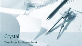  Presentation with leather craft work table - Beautiful PPT layouts featuring business proposal - engineer's work table backdrop and a light blue colored foreground