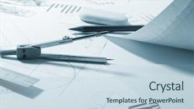  Presentation with leather craft work table - Slides consisting of construction proposal - engineer's work table background and a sky blue colored foreground