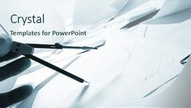  Presentation with project - Colorful slide set enhanced with project proposal - engineer's work table backdrop and a sky blue colored foreground