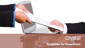  Presentation with director - Cool new presentation theme with business proposal - secretary's hand gives the document backdrop and a coral colored foreground