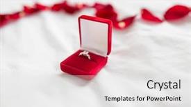 Presentation with ring diamond jewelry - Beautiful theme featuring proposal and romantic concept - diamond backdrop and a white colored foreground