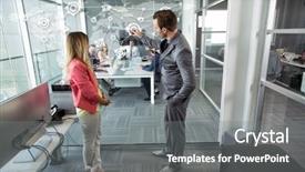  Presentation with neighborhood planning - Presentation theme featuring proposal business plan - businessman planning idea with businesswomen background and a  colored foreground