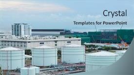  Presentation with oil and gas - Audience pleasing theme consisting of propylene - gas tank at day backdrop and a light blue colored foreground