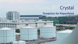  Presentation with tank - Amazing PPT theme having propylene - oil tank at day backdrop and a sky blue colored foreground