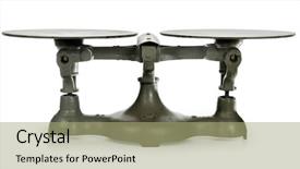  Presentation with balance scale - Presentation theme with pros cons - antique iron scale showing balance background and a mint green colored foreground