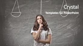  Presentation with balance - Colorful slides enhanced with pros cons - beautiful brown girl thinking backdrop and a gray colored foreground