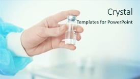  Presentation with vaccination - PPT theme having pros cons - hand of nurse with medicine background and a cool aqua colored foreground