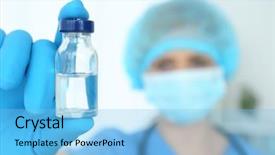  Presentation with vaccination - PPT theme enhanced with pros cons - hand of nurse with medicine background and a light blue colored foreground