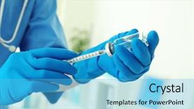  Presentation with vaccination - PPT theme having pros cons - nurse with syringe and medicine background and a light blue colored foreground