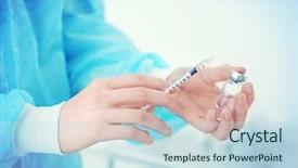  Presentation with vaccination - Audience pleasing PPT theme consisting of pros cons - nurse with syringe and medicine backdrop and a sky blue colored foreground