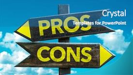  Presentation with sky - PPT theme featuring pros cons signpost with sky background and a teal colored foreground