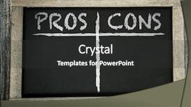  Presentation with chalkboard - Cool new presentation theme with pros cons written on chalkboard backdrop and a dark gray colored foreground