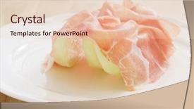  Presentation with prosciutto di parma - Colorful PPT theme enhanced with prosciutto with melon backdrop and a lemonade colored foreground