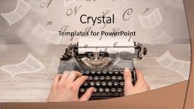  Presentation with first - Cool new theme with prosesor - first person perspective hand typewriting backdrop and a  colored foreground