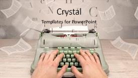  Presentation with medical robot hand and person - PPT theme enhanced with prosesor - first person perspective hand typewriting background and a lemonade colored foreground