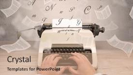  Presentation with medical robot hand and person - Theme consisting of prosesor - first person perspective hand typewriting background and a coral colored foreground