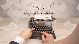  Presentation with first - Audience pleasing theme consisting of prosesor - first person perspective hand typewriting backdrop and a lemonade colored foreground