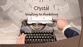  Presentation with first - Colorful presentation enhanced with prosesor - first person perspective hand typewriting backdrop and a lemonade colored foreground