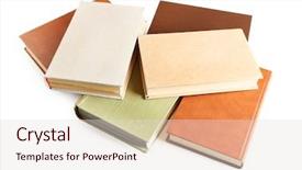  Presentation with books - Slide deck consisting of prosesor - pile of books isolated background and a lemonade colored foreground