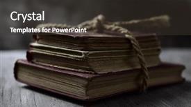  Presentation with pile - PPT theme having prosesor - pile of old books tied background and a tawny brown colored foreground