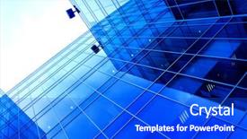  Presentation with skyscraper - Cool new PPT theme with prospective view to new skyscraper business center backdrop and a cobalt blue colored foreground