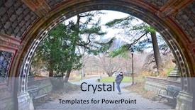  Presentation with brooklyn bridge - PPT theme featuring prospects - bridge in the prospect park background and a light blue colored foreground