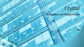  Presentation with high rise building - PPT theme enhanced with prospects buidling - underside perspective view to steel background and a light blue colored foreground