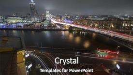  Presentation with long bridge - Amazing PPT theme having prospectus - big krasnokholmsky bridge at night backdrop and a wine colored foreground