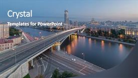  Presentation with long bridge - Presentation theme featuring prospectus - moskva river and big krasnokholmsky background and a teal colored foreground