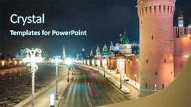  Presentation with russia - Presentation featuring prospectus - night traffic in a center background and a wine colored foreground