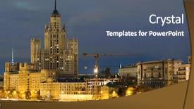  Presentation with traffic - PPT theme consisting of prospectus - night traffic in moscow russia background and a ocean colored foreground