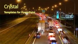  Presentation with traffic jam - Beautiful PPT layouts featuring prospectus - night traffic jam in moscow backdrop and a tawny brown colored foreground