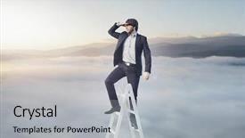  Presentation with businessman climbing the career ladder - PPT layouts featuring prosperity - man climbing career ladder background and a light gray colored foreground