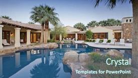  Presentation with prosperity - Slide set consisting of prosperity america - house exterior with swimming pool background and a ocean colored foreground