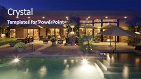  Presentation with prosperity - PPT theme featuring prosperity america - house exterior with swimming pool background and a  colored foreground