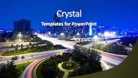  Presentation with public transportation smart traffic - Beautiful presentation theme featuring prosperity road - cityscape and traffic trails backdrop and a royal blue colored foreground