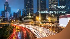  Presentation with hongkong - Presentation having prosperity road - crowded traffic in the downtown background and a ocean colored foreground