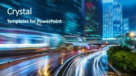  Presentation with hongkong - Slides consisting of prosperity road - crowded traffic in the downtown background and a ocean colored foreground