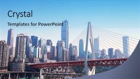  Presentation with panoramic london skyline iconic - Cool new PPT layouts with prosperity road - modern panoramic skyline of chongqing backdrop and a light blue colored foreground