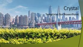  Presentation with prosperity - Cool new theme with prosperity road - modern panoramic skyline of chongqing backdrop and a  colored foreground