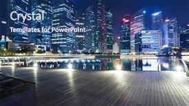  Presentation with city night - Presentation theme enhanced with prosperity road - night view of prosperous city background and a ocean colored foreground