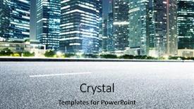  Presentation with cityscape - Theme consisting of connection and network system concept over blurred cityscape blue tone process background and a dark gray colored foreground